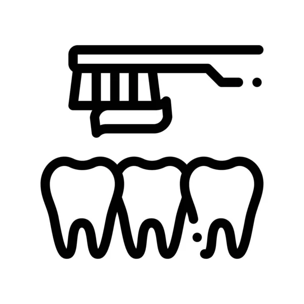 Diş Hekimi Diş Temizleme Vektör İnce Çizgi İşaret Simgesi — Stok Vektör