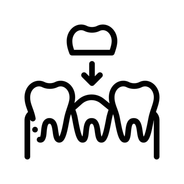 Stomatology Tooth Crown Vector Thin Line Sign Icon — Stock Vector