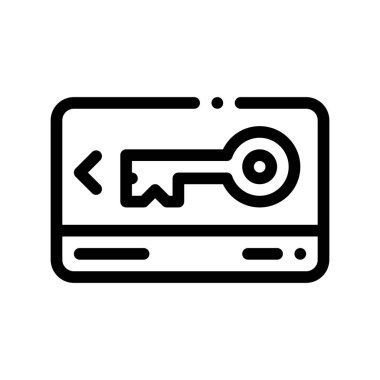 Elektronik Kart Anahtar Vektör İşareti İnce Çizgi Simgesi