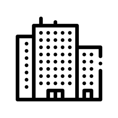 Tenement House Gökdelen Vektör İnce Çizgi Simgesi