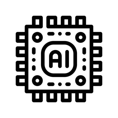 Yapay Zeka Mikroçip Vektör İşaretI Simgesi