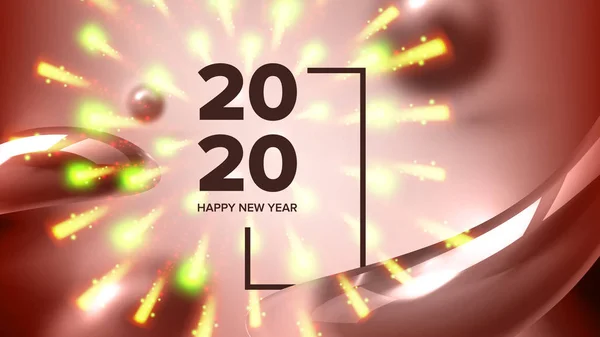 Piękny szczęśliwego nowego roku Xmas 2020 banner Vector — Wektor stockowy