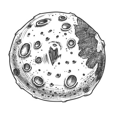 Tasarlanan Uzay Dolunay Planet Monokrom Vektör