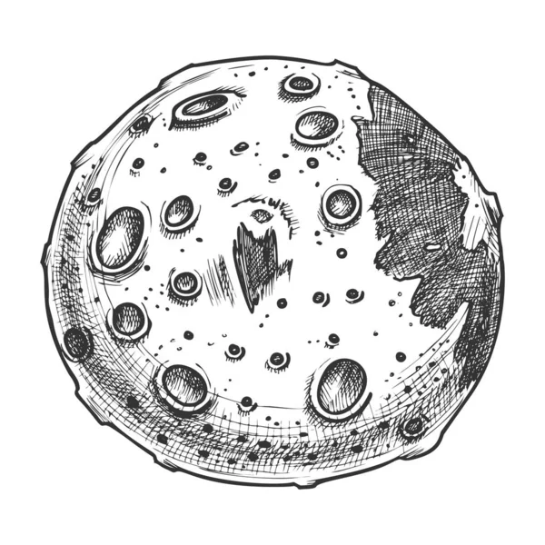 Розроблений Простір Повна Місяць Планета Монохромний Вектор — стоковий вектор