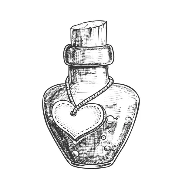 Boş Kalp Formu Etiket Vektörü ile İksir Şişesi — Stok Vektör