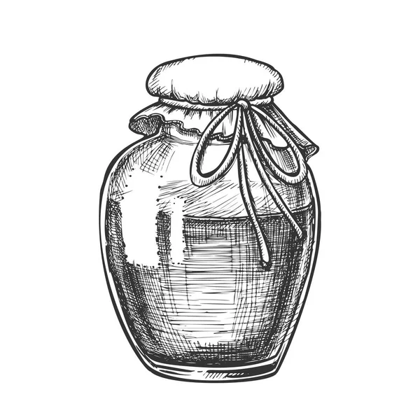 Vector de tinta de botella de vidrio de mermelada dulce de frutas o bayas — Archivo Imágenes Vectoriales