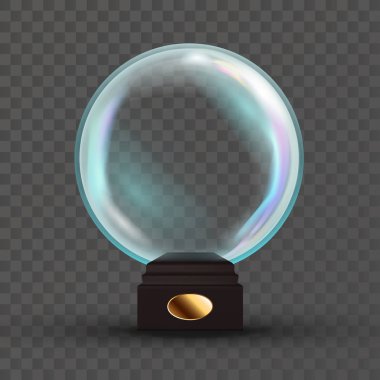 Boş kar küre vektör. Gölge, yansıma ve ışıklar. Cam Küre bir stand. Saydam arka plan illüstrasyon izole