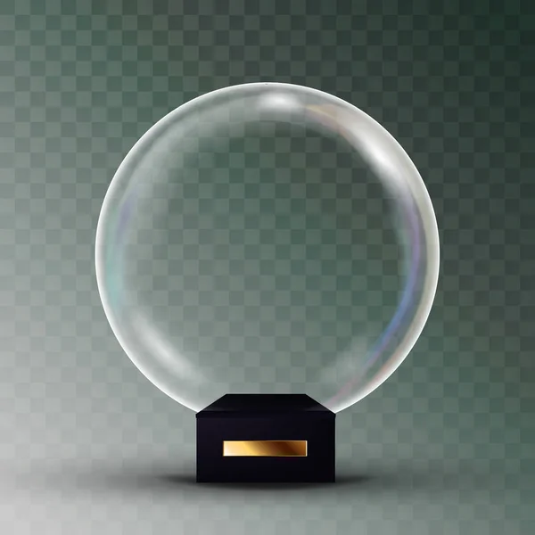Vector de globo de nieve vacío. Sombras, Reflexión y Luces. Esfera de vidrio en un soporte. Aislado sobre fondo transparente Ilustración — Vector de stock