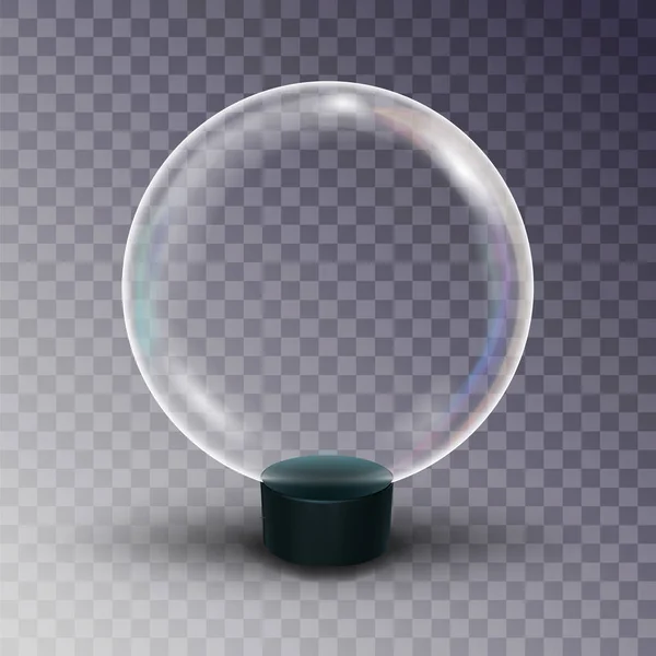 Vector de globo de nieve vacío. Sombras, Reflexión y Luces. Esfera de vidrio en un soporte. Aislado sobre fondo transparente Ilustración — Archivo Imágenes Vectoriales