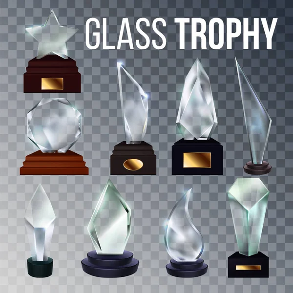 Ensemble de trophée en verre de collection différente vecteur — Image vectorielle