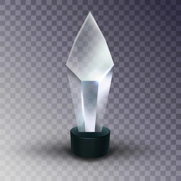 Premio trofeo de vidrio en blanco en forma de cristal Vector — Vector de stock