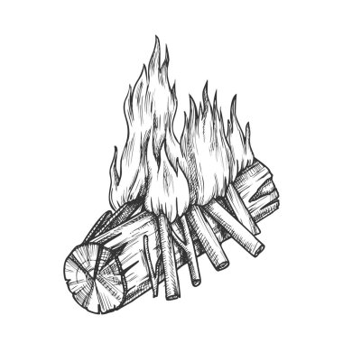Traditional Burning Wooden Stick Monochrome Vector vector Traditional Burning Wooden Stick Monochrome Vector vector