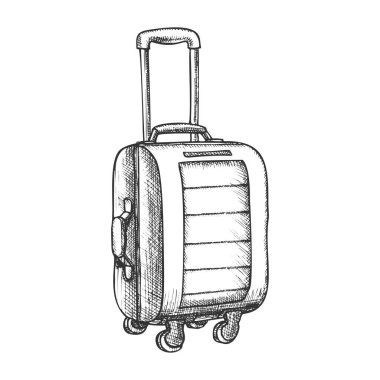 Saplı Vintage Vektörlü Tekerlekli Bavul