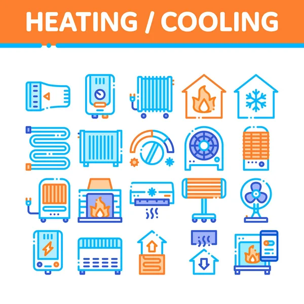 Ensemble d'icônes vectorielles de collection de chauffage et de refroidissement — Image vectorielle