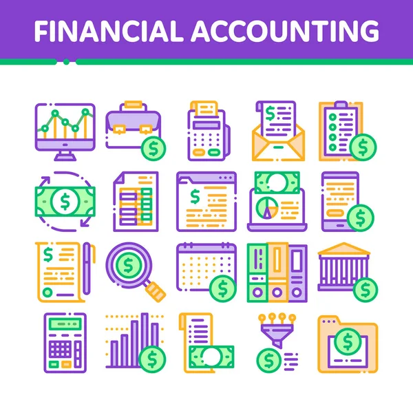 Mali Muhasebe Koleksiyon Vektörü Simgeleri Ayarlandı