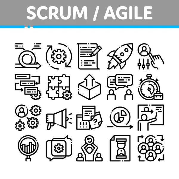 Scrum Agile Koleksiyon Elementleri Vektör Simgeleri Ayarlandı