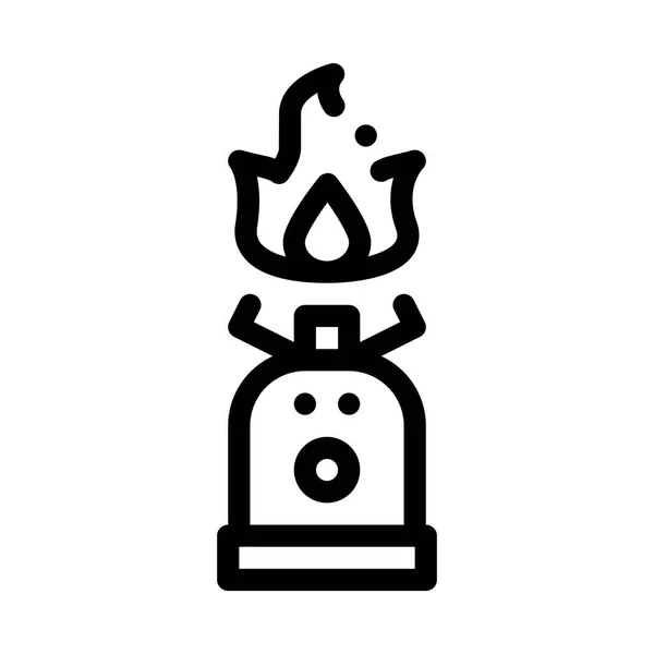 Газовый цилиндр с огнем для приготовления векторной иконы — стоковый вектор