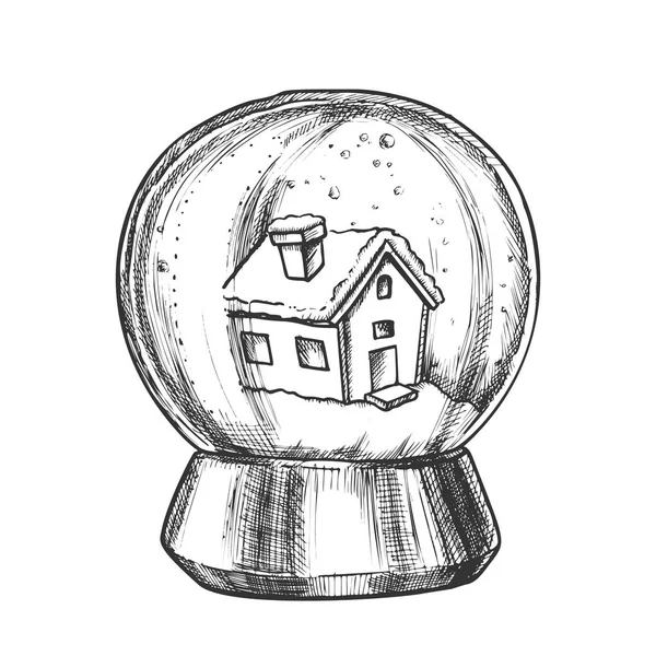 Snow Globe with House Souvenir Vintage Vector — стоковый вектор