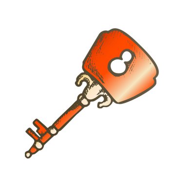 Anahtar Etnik Erişim Cihazı Mürekkep Renkli El Çizilmiş Vektör