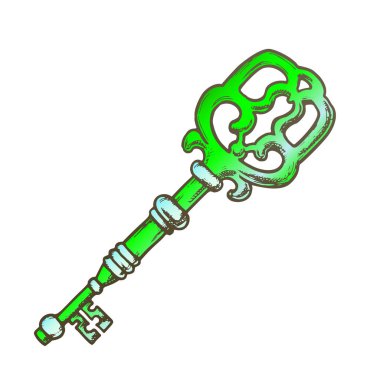 Anahtar Antik Dekoratif Tasarım Renk Vektör