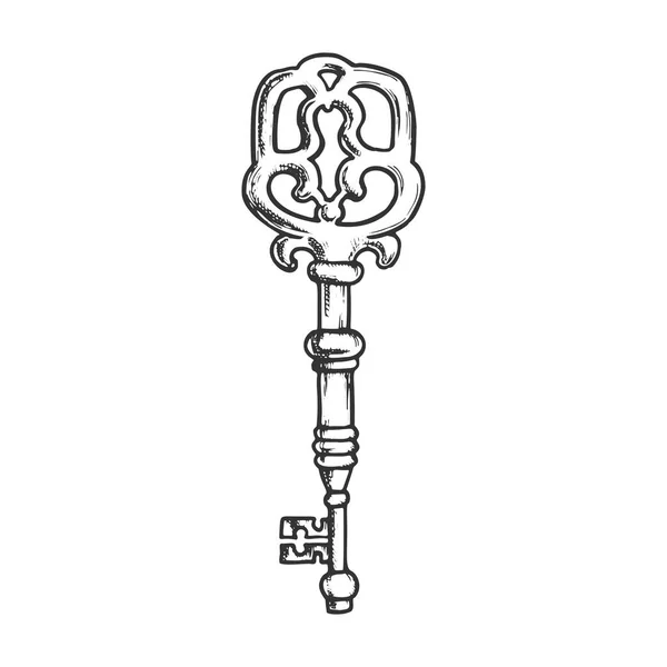 Vintage Key Filigree Medieval Monochrome Vector — Stock Vector