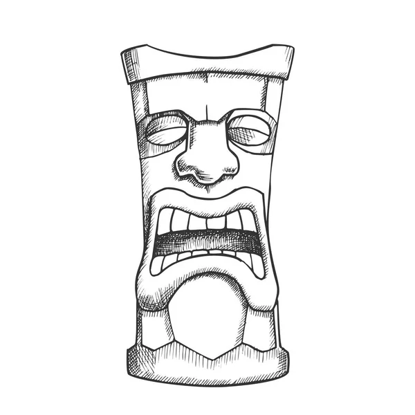 Vecteur d'encre Totem en bois sculpté Tiki Idol — Image vectorielle