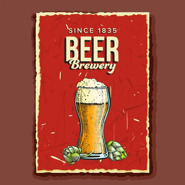 Bira Cam Kupası Bira Reklam Afiş Vektör — Stok Vektör