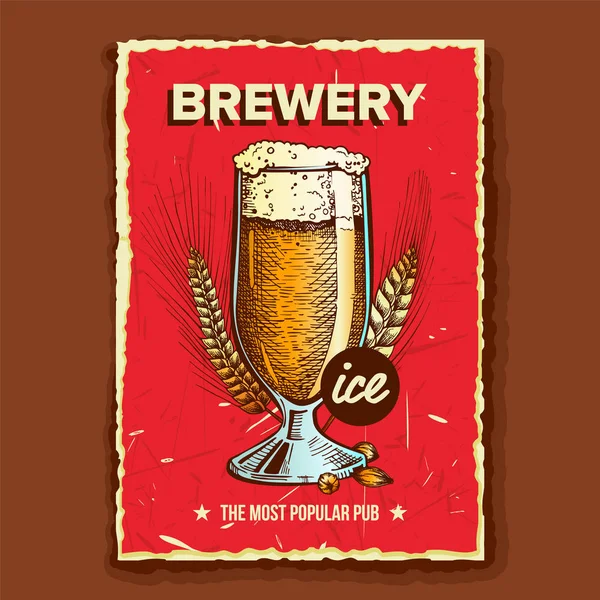 Foamy bierglas brouwerij reclame banner vector — Stockvector
