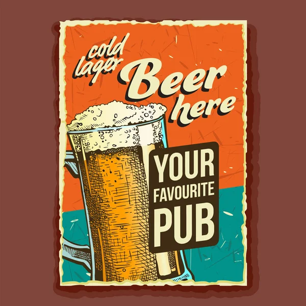 Κρύο μπίρα μπύρα γυαλί διαφήμιση διάνυσμα banner — Διανυσματικό Αρχείο