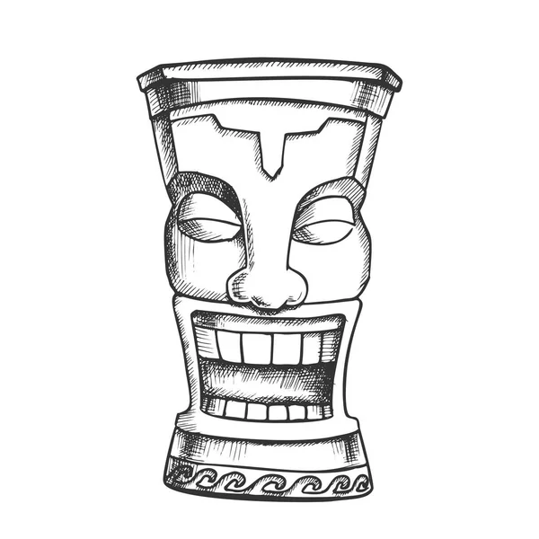 Tiki Idol Bois sculpté drôle Totem Vintage vecteur — Image vectorielle