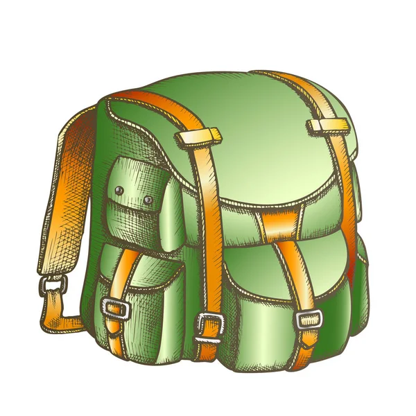 Tourist Travel Backpack Suitcase Color Vector — ストックベクタ