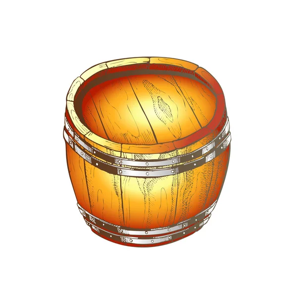 Vector de color de barril de madera vintage dibujado a mano — Vector de stock