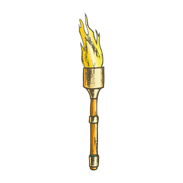 Torch Light Stick With Flame Color Vector — ストックベクタ