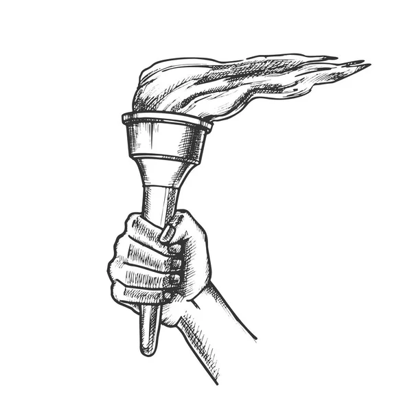 Vector retro del palillo de combustión de la mano de la antorcha — Archivo Imágenes Vectoriales