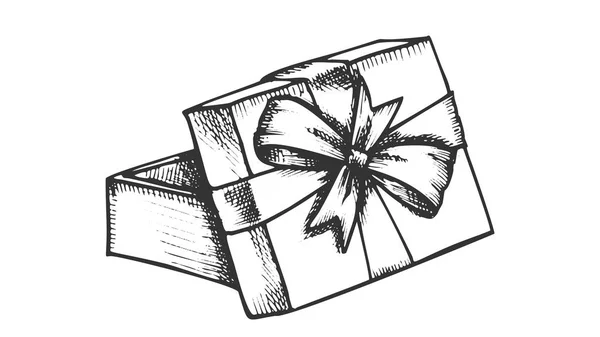 Boîte cadeau ouverte et ruban décoré rétro vecteur — Image vectorielle