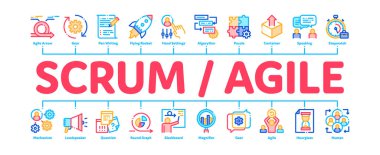 Scrum Agile Asgari Infographic Sancak Vektörü