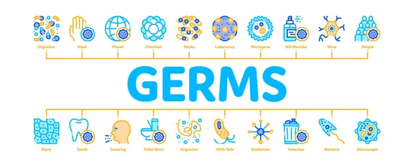 Bactéries Germes Minimal Infographic Banner Vector — Image vectorielle