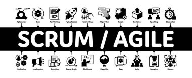 Scrum Agile Asgari Infographic Sancak Vektörü