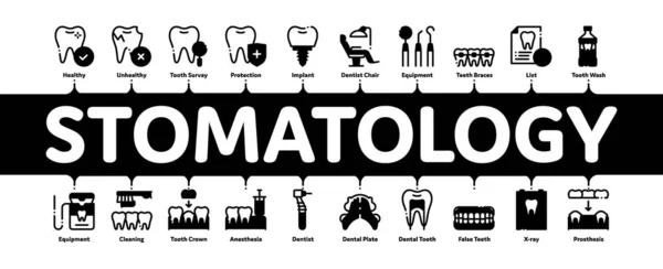 Stomatologie minimaler infografischer Banner-Vektor — Stockvektor