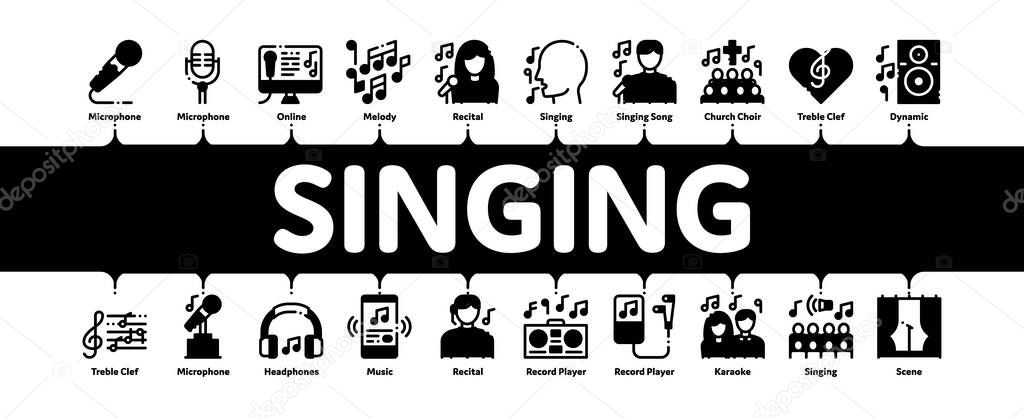 Singing Song Minimal Infographic Banner Vector