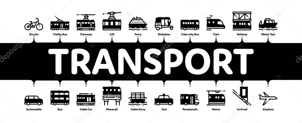 Public Transport Minimal Infographic Banner Vector