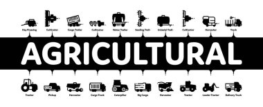 Agricultural Vehicles Minimal Infographic Banner Vector clipart