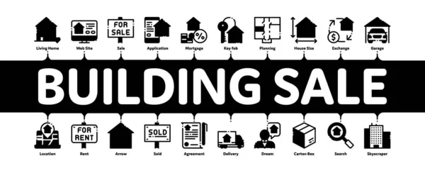 Vettore di banner infografico minimale di vendita di case da costruzione — Vettoriale Stock