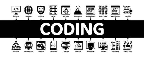 Sistema de codificación Infografía mínima Banner Vector — Archivo Imágenes Vectoriales