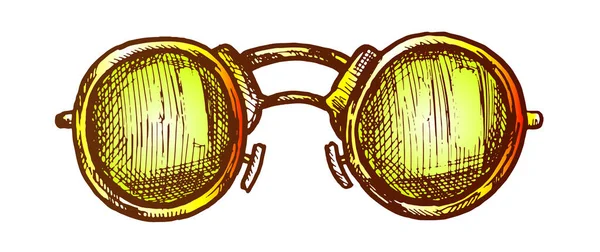 Brille runde Form Gläser Zubehör Farbvektor — Stockvektor