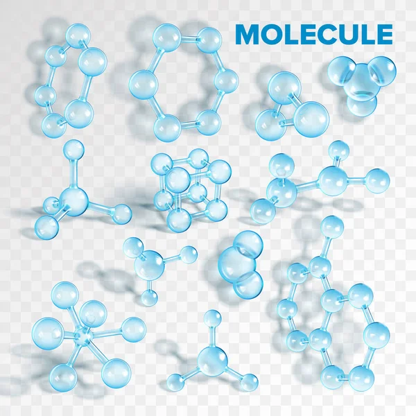 Glass Molecule Pharmaceutical Model Set Vector — Stock Vector