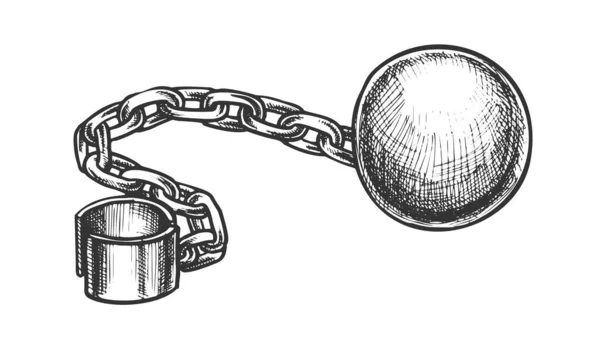Vector retro del accesorio del prisionero de bola y cadena — Vector de stock