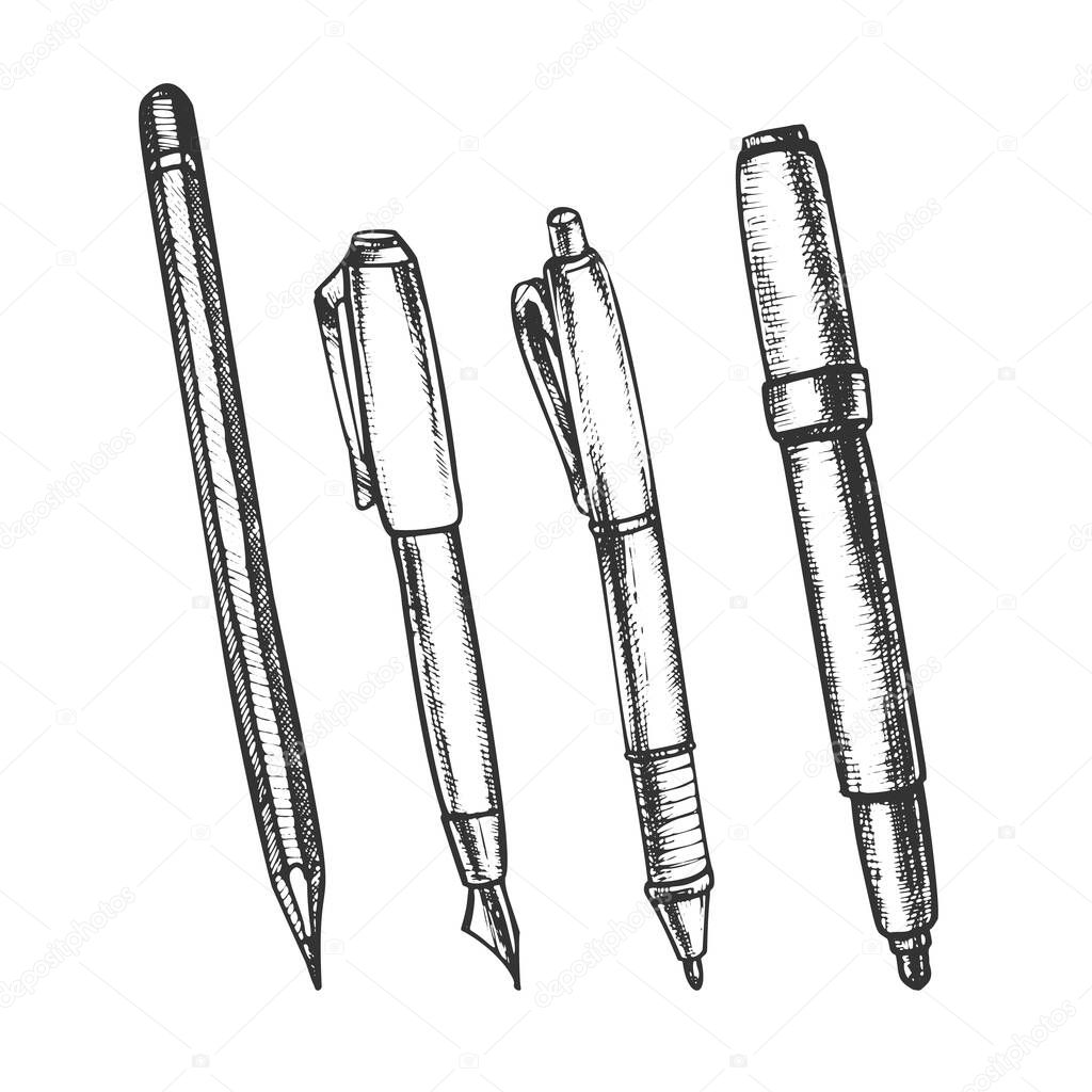Pen, Pencil And Felt-tip Marker Retro Set Vector