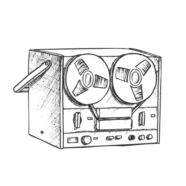 Classic Reel Player For Listening Music Ink Vector