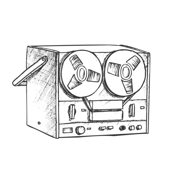 음악 잉크 벡터를 듣기 위한 클래식 릴 플레이어 — 스톡 벡터